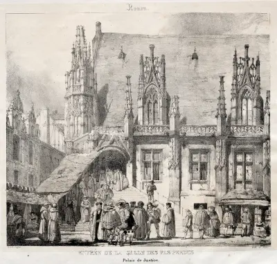Rouen; Entrée de la Salle des Pas Perdus, Palais du Justice av Richard Parkes Bonington