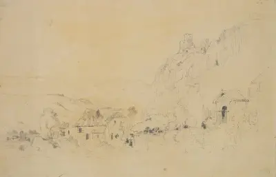 Sion med ruinerna på berget Tourbillon av Richard Parkes Bonington