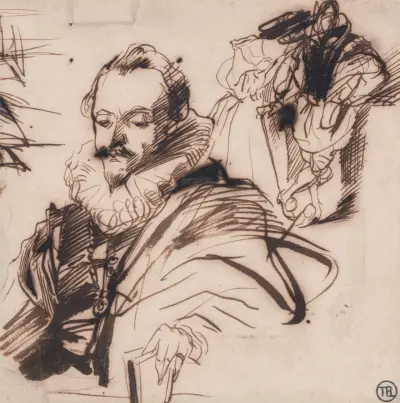 Study of a Gentleman in 17th Century Costume av Richard Parkes Bonington