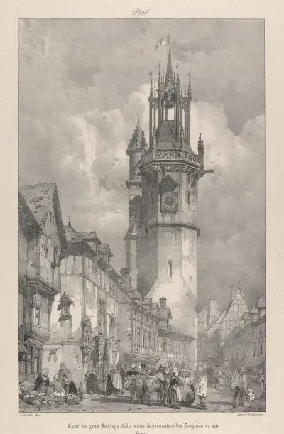 Tornet vid Gros Horloge, byggt under engelskt välde 1417 av Richard Parkes Bonington