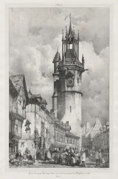 Tour du Gros-Horloge, Evreux av Richard Parkes Bonington