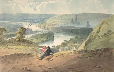 Utsikt över Rouen från St. Catherine’s kulle av Richard Parkes Bonington