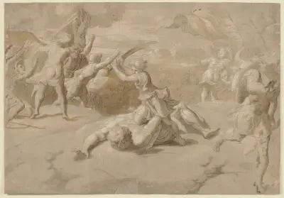 David and Goliath av Parmigianino
