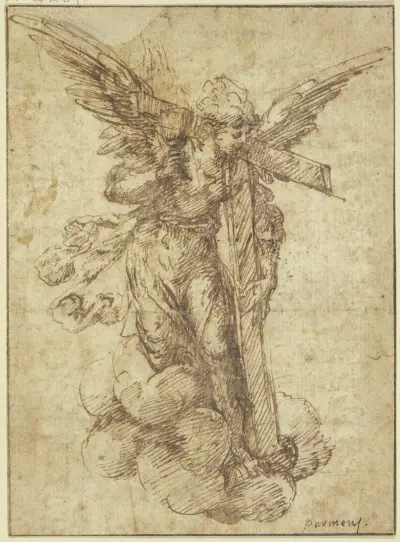 Ein Engel mit Kreuz und Kelch av Parmigianino