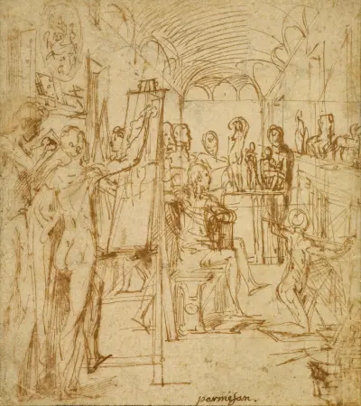 Interior of a Painter’s Studio av Parmigianino
