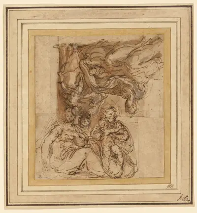 Two Studies for a Holy Family av Parmigianino