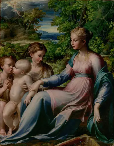 Virgin and Child with Saint John the Baptist and Mary Magdalene av Parmigianino