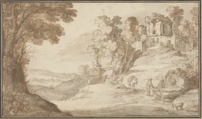 Classical Landscape with a Fountain av Paul Bril