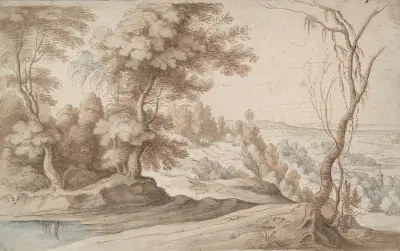 Landscape with Trees and View into a Valley av Paul Bril