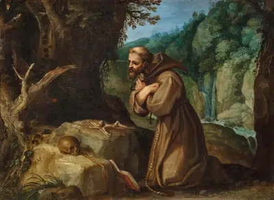 Saint Francis of Assisi in meditation av Paul Bril