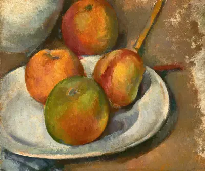 Quatre pommes et un couteau av Paul Cézanne
