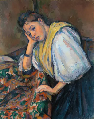 Young Italian Woman at a Table av Paul Cézanne