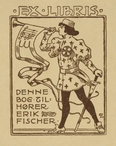 Bookplate of Denne Bog Tilhorer Erik Fischer av Paul Fischer