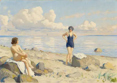 On the beach av Paul Fischer