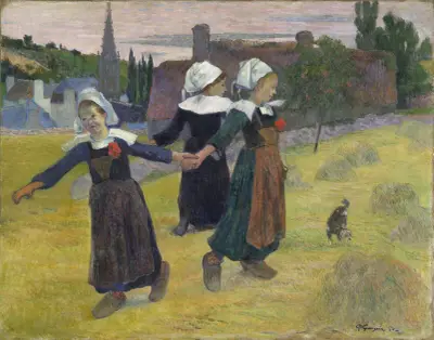 Breton Girls Dancing,Pont-Aven av Paul Gauguin