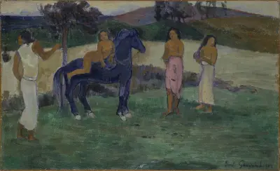 Composition with Figures and a Horse av Paul Gauguin