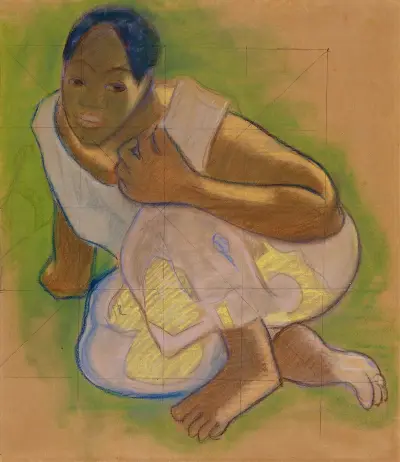 Crouching Tahitian Woman av Paul Gauguin