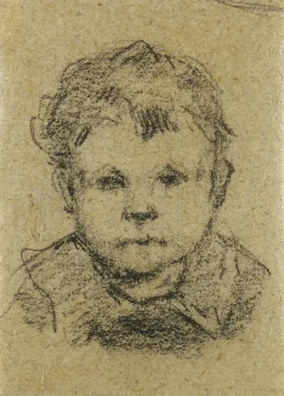 Emil Gauguin as a Child, Wearing a Collared Shirt av Paul Gauguin