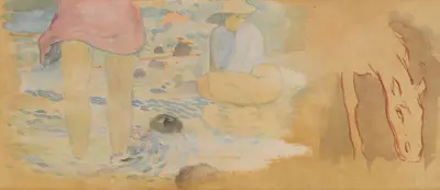 Études De Femmes Et Cheval av Paul Gauguin