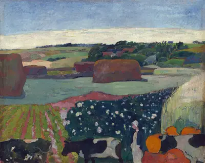 Haystacks in Brittany av Paul Gauguin