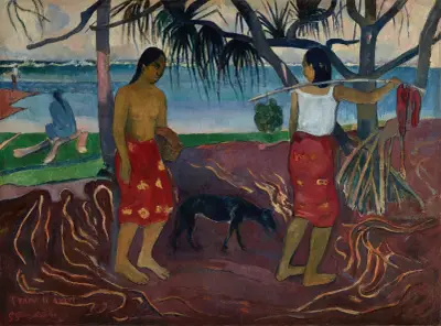 I Raro te Oviri (Under the Pandanus) av Paul Gauguin