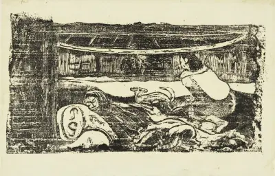Intérieur de case av Paul Gauguin