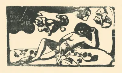 Lying Tahitian woman av Paul Gauguin