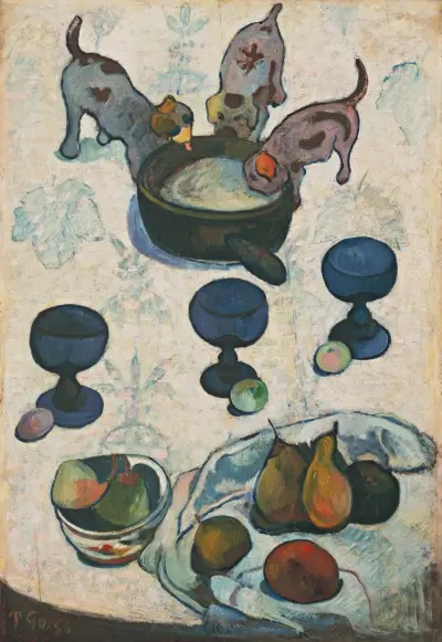 Still Life with Three Puppies av Paul Gauguin