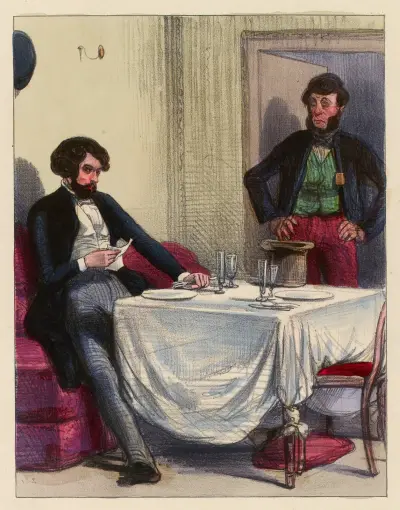 A monsieur Anatole qui attends dans un cabinet de la Poissonnerie av Paul Gavarni