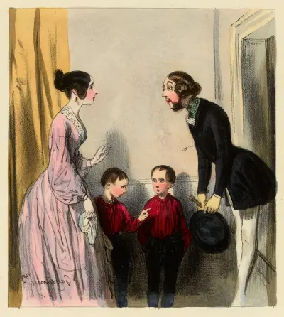 Adieu, Madame, à bientôt. Maman a dit qu’il était bête et ennuyeux. voila av Paul Gavarni