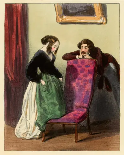 Ah c’est avec Julia qu’Henry m’a trompée. on sera manche à manche, ma petite von Paul Gavarni