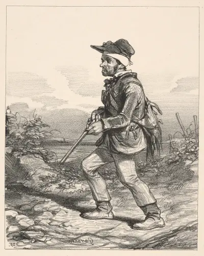 Contemporary types; Mr. Gontard (of Clos-Gorges), rich proprietor, eligible voter, going hunting at dawn von Paul Gavarni