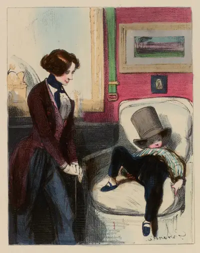 Grand Papa sa fiché de petite maman, parceque petite Maman s’est fait des tetais avec du coton, na von Paul Gavarni