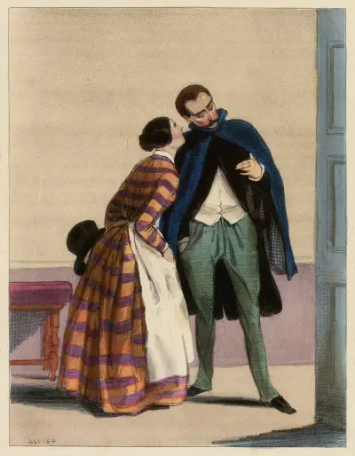Mosieu, Mademoiselle doit souper cette nuit avec le petit jeune homme de lettres. qui traduit les orgies de Virgile av Paul Gavarni
