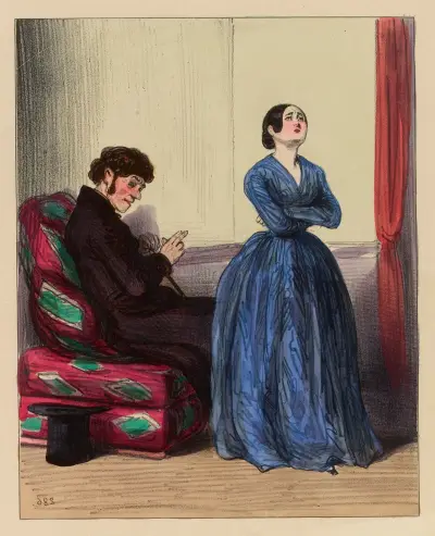 Non Nini, je ne pourrais pas aller au bal de l’opéra ce soir. soyez gentille, vous savez que vous avez envie d’un m von Paul Gavarni
