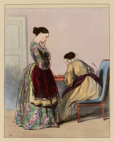 Quand je pense que Monsieur Coquardeau va être mon mari, ça me fait de la peine pour Alexandre. Et à moi, pour Coqua av Paul Gavarni