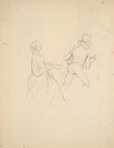 Studie för bokillustration (’Physiologie du Tailleur’) av Paul Gavarni