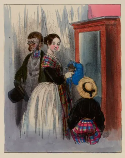 Du sätter aldrig mer på dig hatten som luktar pipa, eller hur mamma? av Paul Gavarni