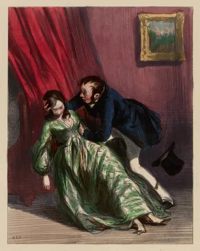 Voyons Clara voyons Clara. eh bien non, tu ne connais pas de petit jeune homme.. Voyons Clara voyons av Paul Gavarni