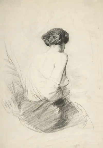 Woman Seated, Seen from Back von Paul Gavarni