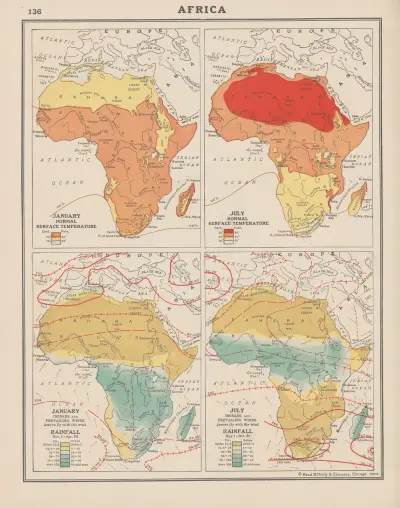 Afrika; temperatur, nederbörd av John Paul Goode