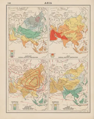 Asien; temperatur och nederbörd av John Paul Goode