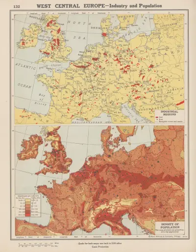 Europa – västra centrala delen; industri och befolkning av John Paul Goode