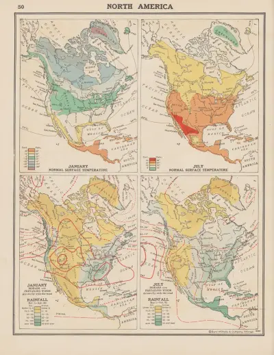 Nordamerika, temperatur, nederbörd av John Paul Goode