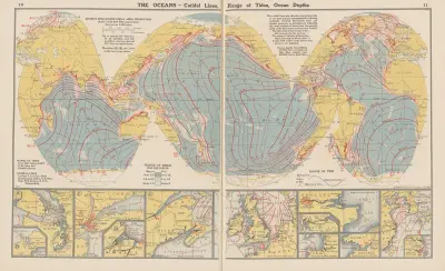 The Oceans-Cotidal Lines, Range of Tides, Ocean Depths av John Paul Goode