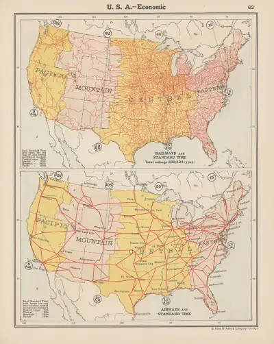 U. S. A.—Economic, Railways, Airways and Standard Time av John Paul Goode