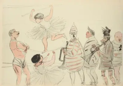 Caricature d’un mur à Pontoise, caricature de famille av Paul Goute