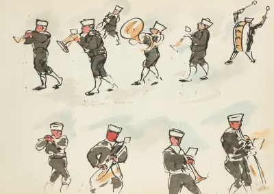 Défilé du 14 juillet 1919 Musiciens américains av Paul Goute
