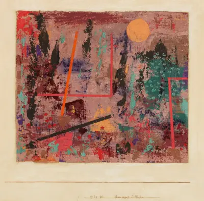 Baubegin¯ im Garten av Paul Klee