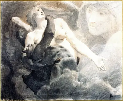 Satan et l’ange liberté av Jean-Paul Laurens